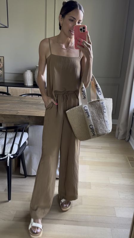 This set is true to size (S in cami and bottoms) but if between size down! Cami has a built in shelf bra with adjustable straps and pants have an adjustable drawstring waist. 

Reef sandals are TTS but size up for half sizes (code TAY20) 

Electric picks code TAYLOR20 
Miranda Frye code STYLED

Chloe woody tote, nursing friendly outfit, casual summer outfit, 2 piece set, beach pants 

#LTKFind #LTKshoecrush #LTKSeasonal