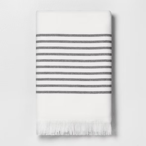 Core Stripe Bath Towel - Railroad Gray - Hearth & Hand™ with Magnolia | Target