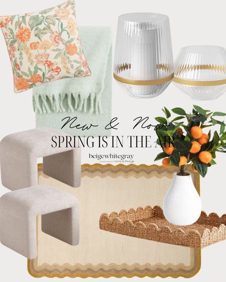 Spring decor for your home!! Loving this gorgeous scalloped tray and fluted candle holders. The scalloped rug is so good along with the set of 2 ottomans 

#LTKfindsunder100 #LTKhome #LTKSeasonal
