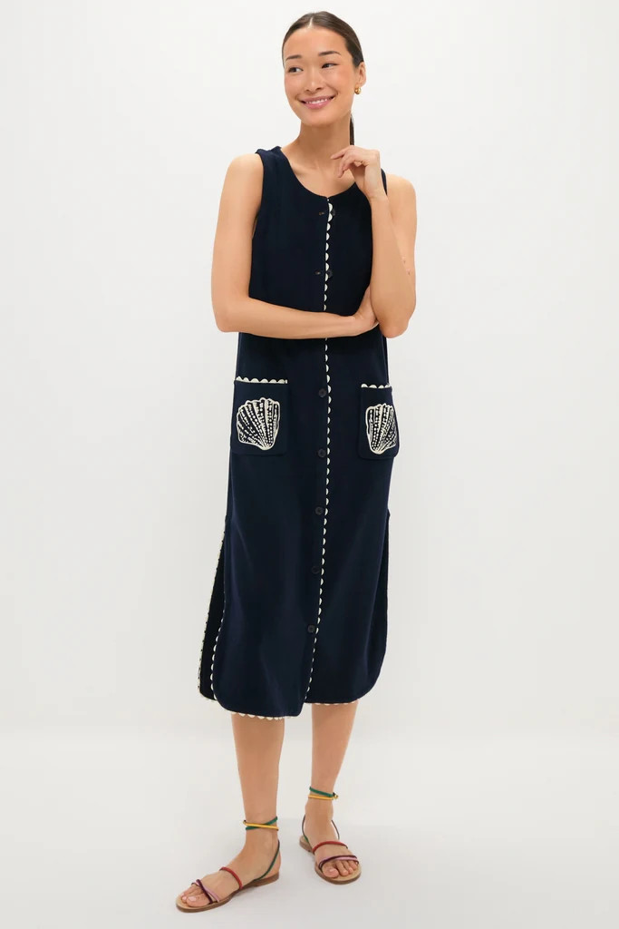 Navy Embroidered Bermuda Terrycloth Caftan | Tuckernuck (US)