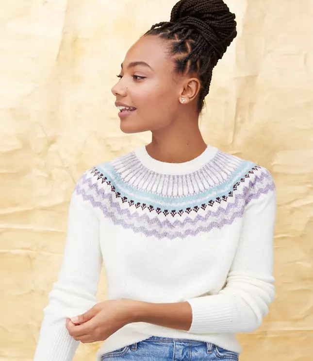 Shimmer Fair Isle Sweater | LOFT