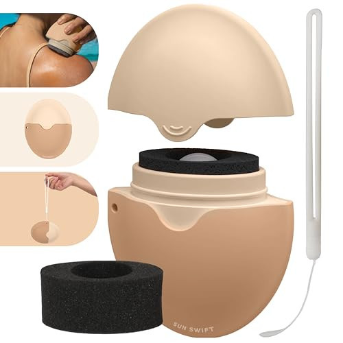 SUN SWIFT Silicone Sunscreen Applicator with Strap for Kids & Adults | Refillable Roll-On Face & Body Sunblock Lotion Sponge | Mess-Free, Hygienic, BPA-Free, w/Replacement Sponge, Travel Size, Beige | Amazon (US)