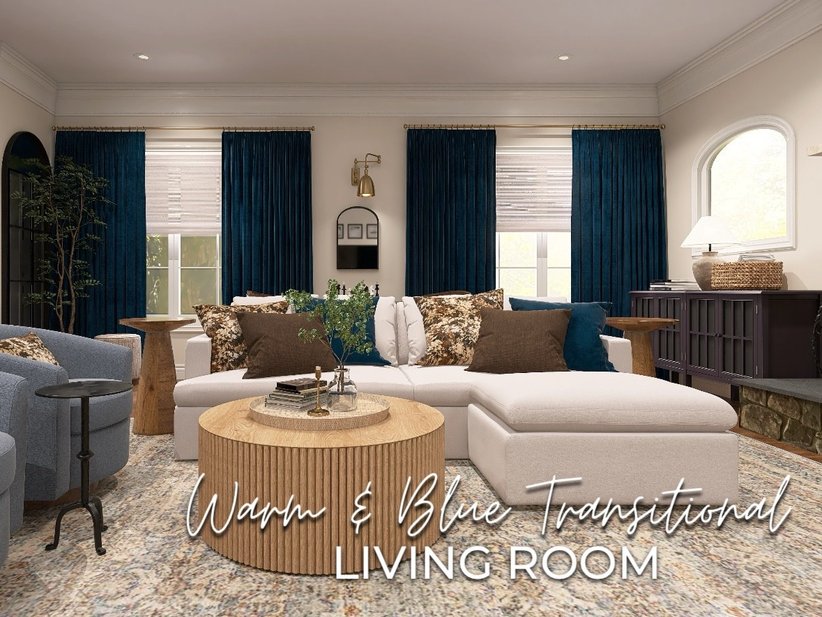 Designed by Brandy
Warm & Blue Transitional Living Room 

#LTKmomlife #LTKSeasonal #LTKHome