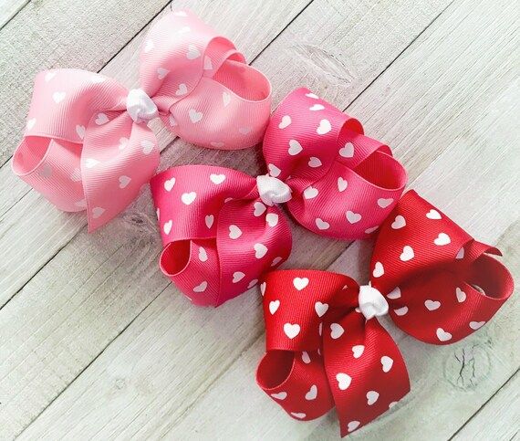 Pink or Red Valentine's Day Hair Bows, Valentine Hearts Bow, Heart Hair Bow, Valentine Hair Bow, ... | Etsy (US)