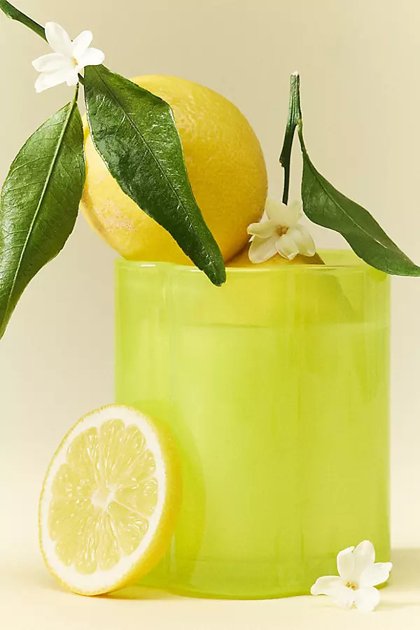 Maeve Floral Lemon Blossom Glass Candle | Anthropologie (US)