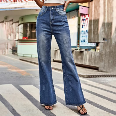 Womens Jeans High Waisted Wide Leg Baggy Jean for Women Stretch Denim Pants blue,S | Target
