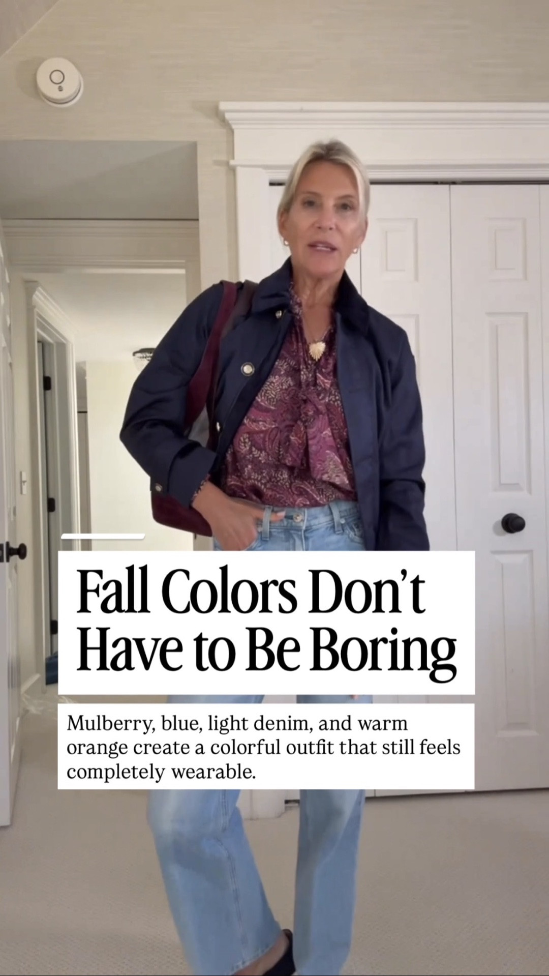 This mulberry color combination is SO good! 🤎 I found the perfect mulberry blouse to go with my new bag, and I love how both look with light-wash jeans, blue shoes, and this great little cropped jacket. A fresh, colorful take on fall dressing, even if I’m only wearing it to my desk!

👩‍💻 LTK PRO TIPS
❤️ Heart = Support my posts ;-)
🔖 Save = Get sale & restock alerts for the things you love!
📋 Lists = Keep favorites organized (List ideas: Christmas, Birthdays, and Vacations!)
📲 Share = Send lists and products to a friend (or your daughters like me).
💬 Comment = Ask me anything, and I’ll answer. ;-)