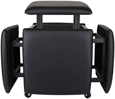 LUGSHIREE 5 in 1 Nesting Ottoman Cube Chair, Stackable Stools, Leather Square Ottoman Bench, Foot... | Amazon (US)