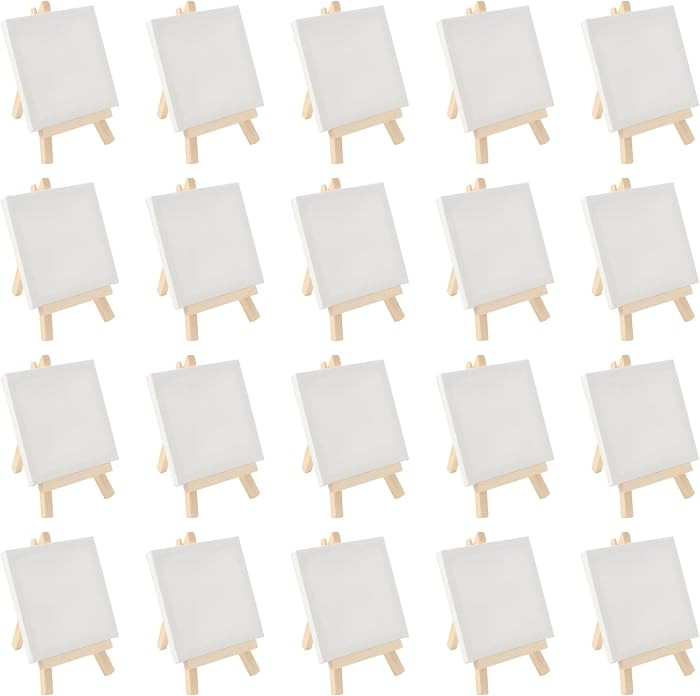 MOUYAT 20PCS Mini Easel with Canvas, Canvas and Easel Set, Adjustable Small Easel Stand for Drawi... | Amazon (UK)