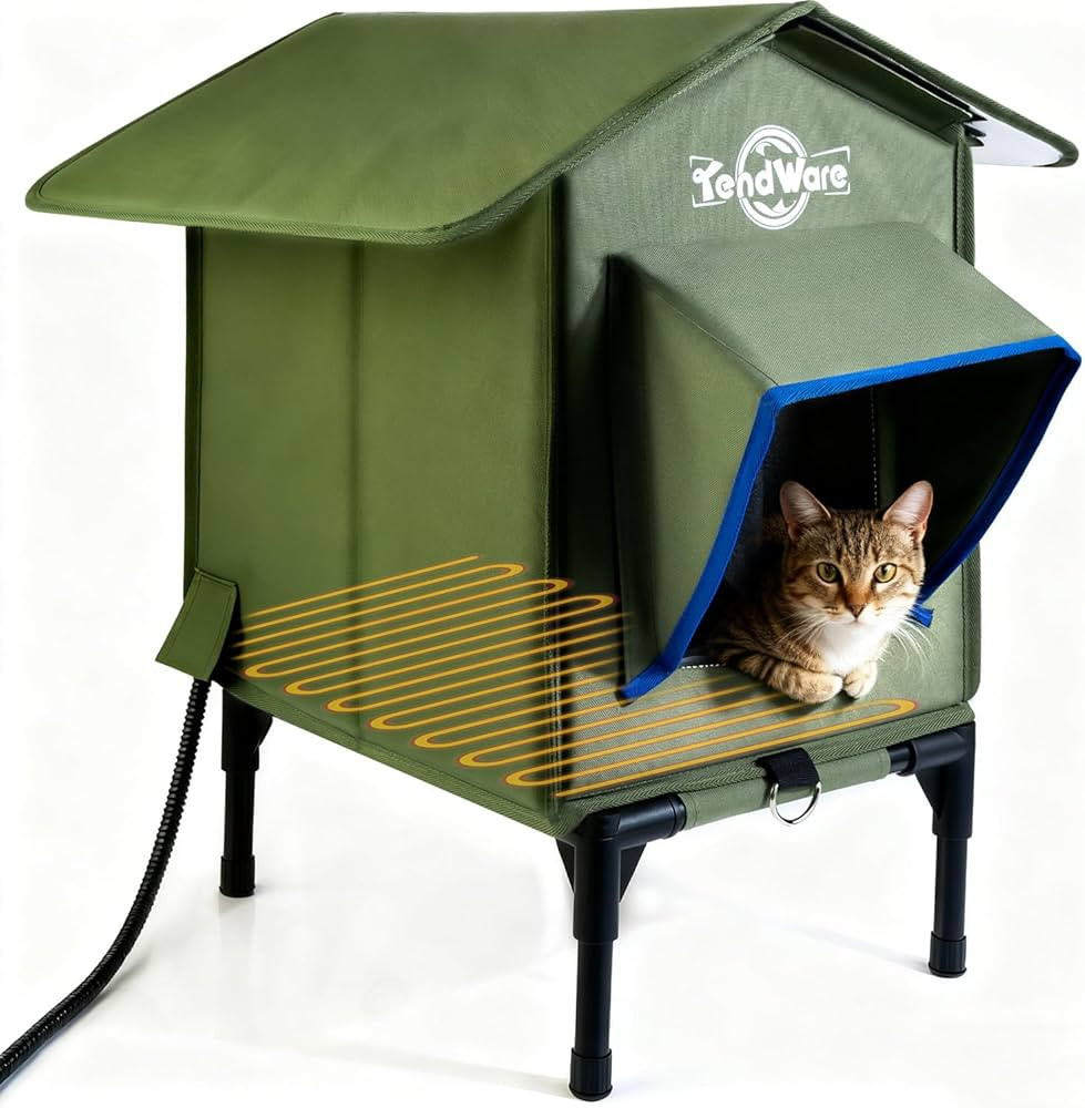 TENDWARE Outdoor Cat House Heated Cat House for Outside with Elevated Base Cat-Attracting Eave De... | Amazon (US)
