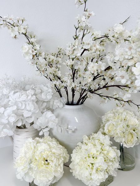 Grouping of Pretty White Flowers! #flowers #fauxflowers #cherryblossom #artificialflowers #vase #vases #flowervase #flowervases #home #homedecor #amazon #amazonhome #founditonamazon

#LTKHome
