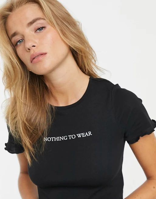 New Look – Schwarzes T-Shirt mit „Nothing To Wear”-Schriftzug | ASOS DE