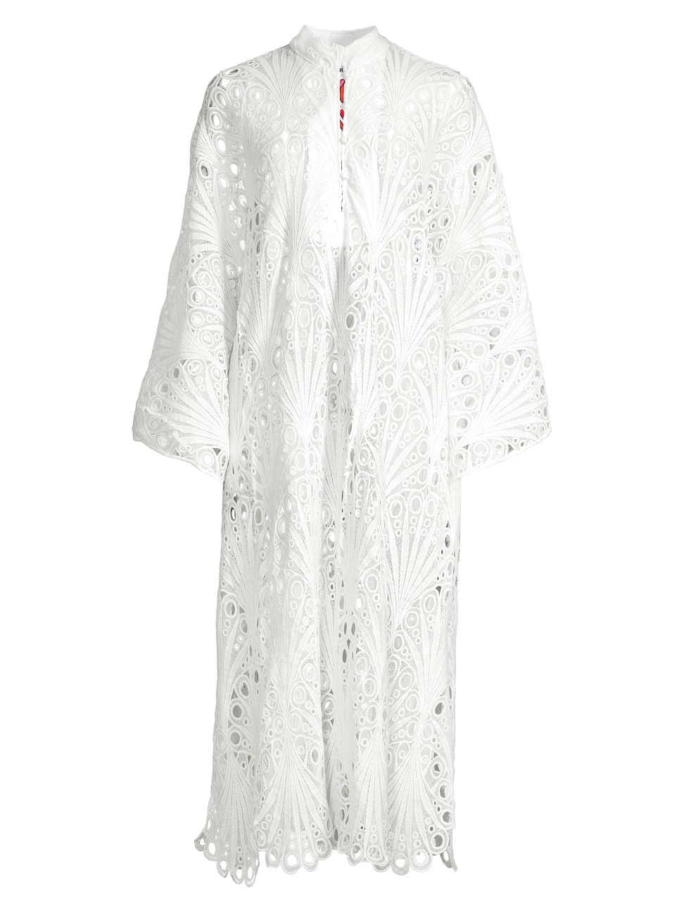 Women's Lace & Eyelet Caftan Midi-Dress - White | Saks Fifth Avenue
