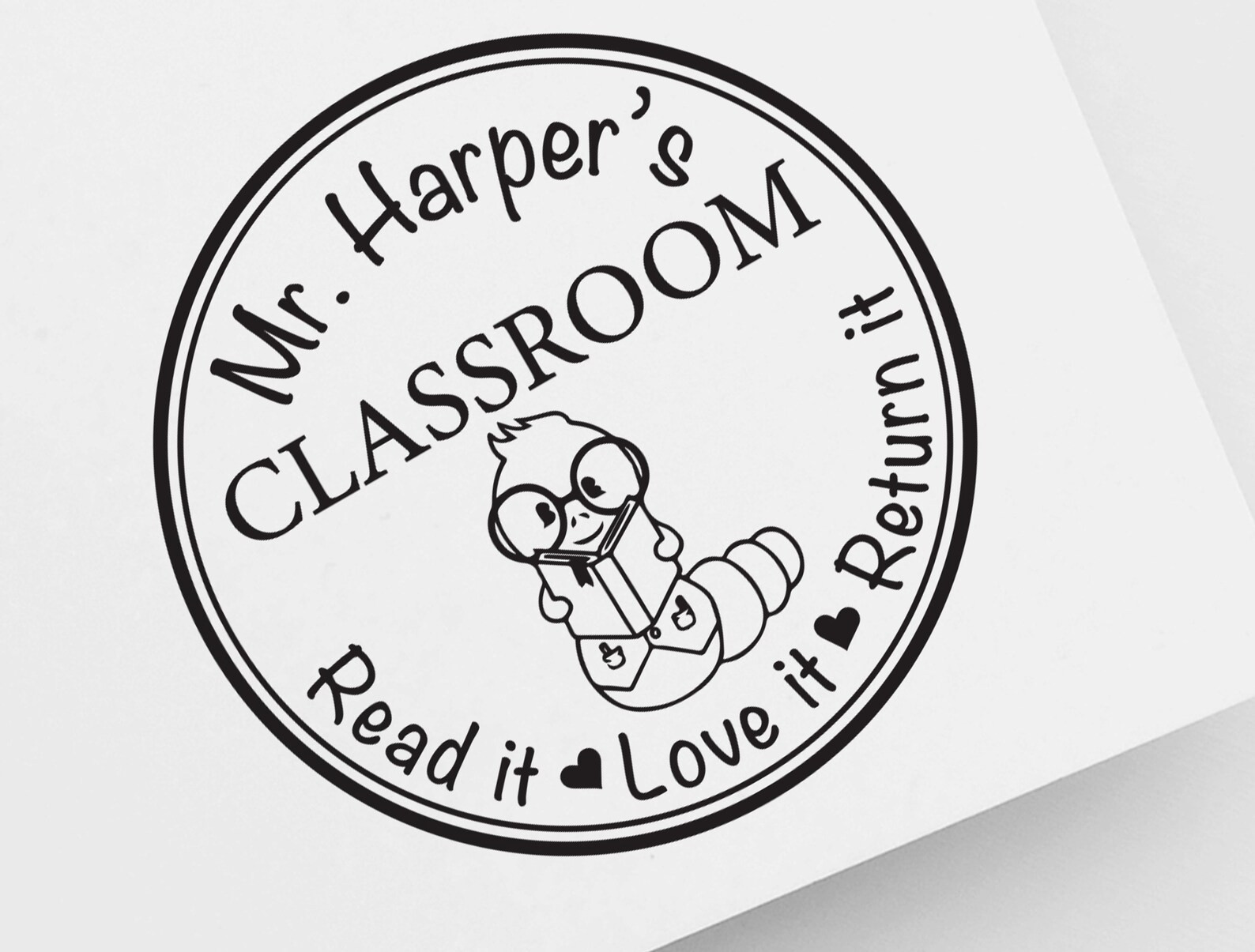 10 Designs to Choose From Bookworm Teacher Stamp  Custom | Etsy | Etsy (US)