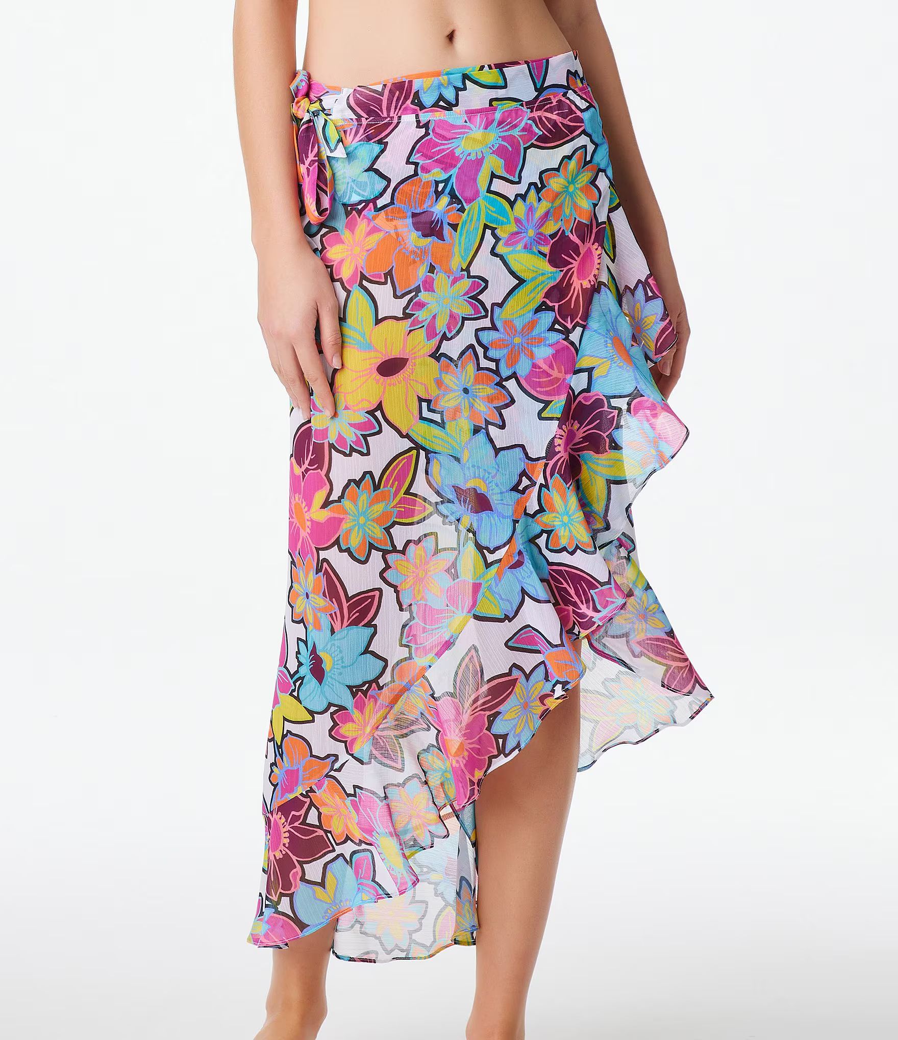 Floral Color Crush Chiffon Long Pareo Cover-Up | Dillard's