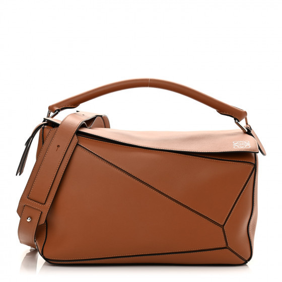 LOEWE Calfskin Large Puzzle Bag Tan | FASHIONPHILE (US)