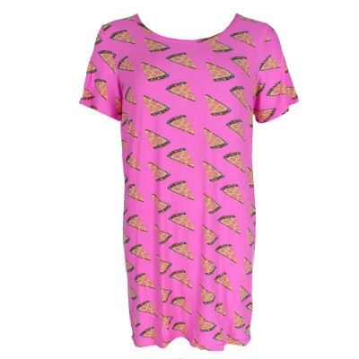 Mentally Exhausted Women's Pizza Short Sleeve Night Shirt, Medium, Pink | Target