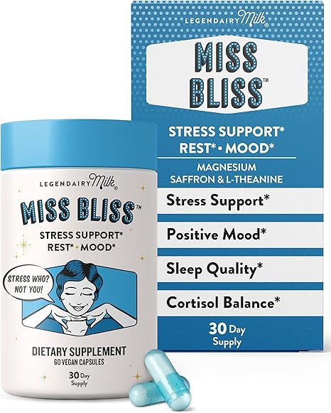 Legendairy Milk Miss Bliss™ Daily Stress Support Supplement – with Saffron, L-Theanine & Magn... | Amazon (US)