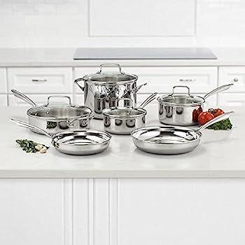 Cuisinart TPS-10 Professional Performance Tri-Ply 10-Piece Classic Cookware Set, Heat Surround Te... | Amazon (US)