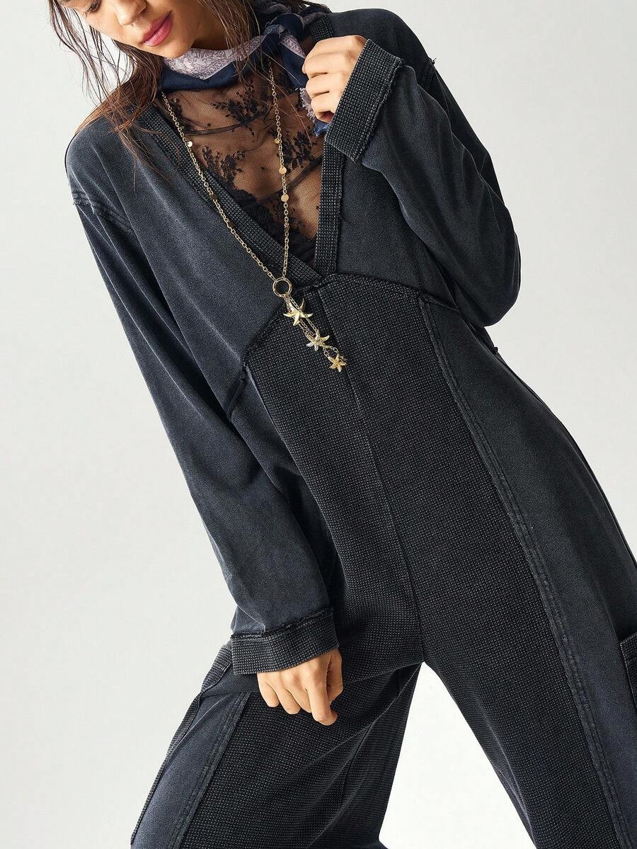 Bohemela Women's Casual Solid Color Knit Loose Long Sleeve Jumpsuit | SHEIN