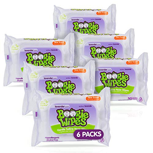 Baby Wipes by Boogie Wipes, Wet Wipes for Face, Hand, Body & Nose, Made with Vitamin E, Aloe, Chamomile and Natural Saline, Natural Lavender Scent, 30 Count, Pack of 6 | Amazon (US)