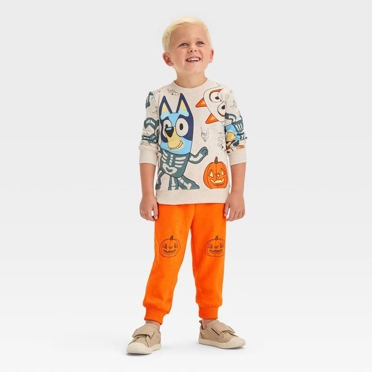 Toddler Boys' Bluey and Bingo Halloween Top and Bottom Set - Beige | Target