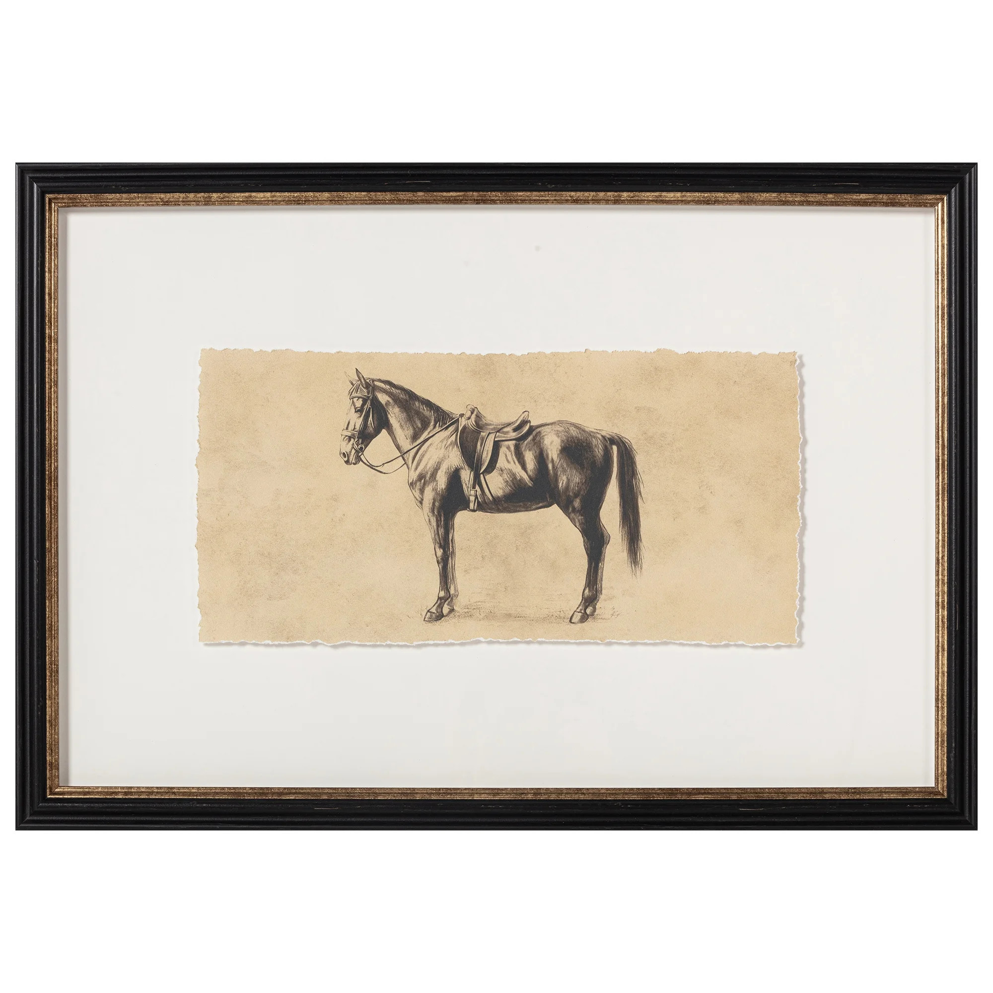 My Texas House Saddled Horse in Sepia Two-Toned Framed Under Glass Wall Art 24x16 | Walmart (US)