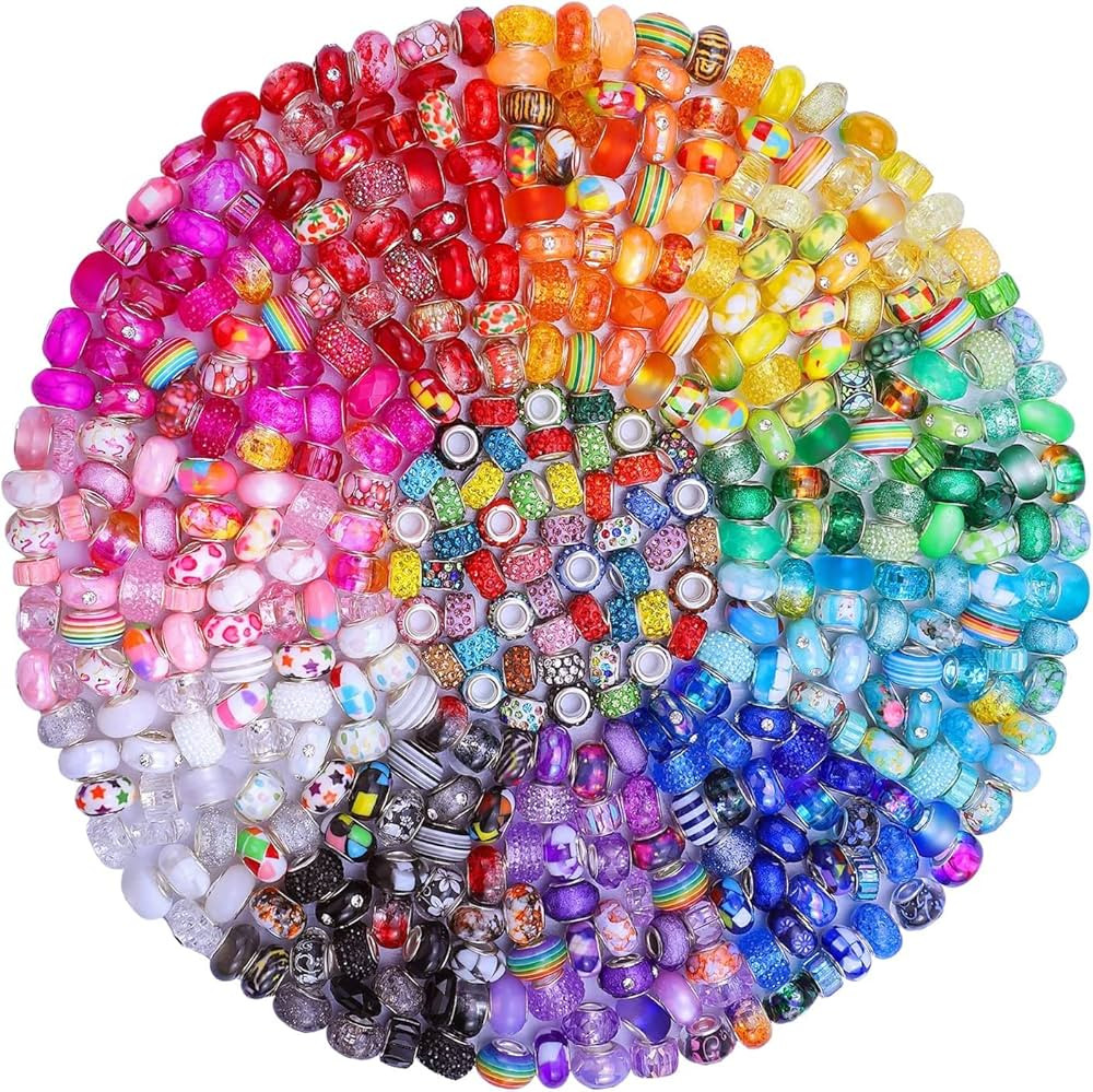 Aipridy Assortment European Large Hole Beads Spacer Beads Rhinestone Craft Beads for DIY Charms B... | Amazon (US)