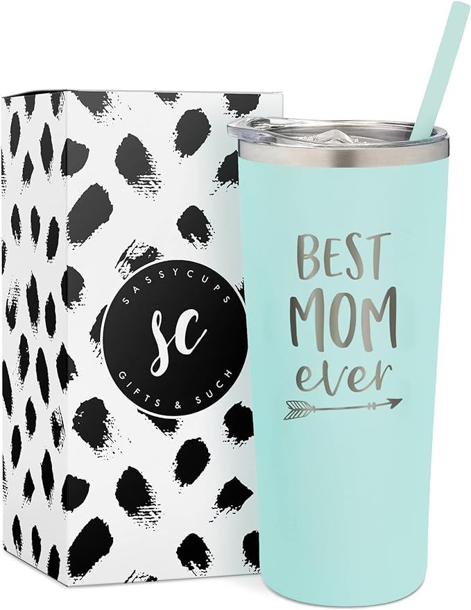 Best Mom Ever Gift - Stainless Steel Insulated Tumbler with Straw- Engraved Travel Coffee Mug - M... | Amazon (US)
