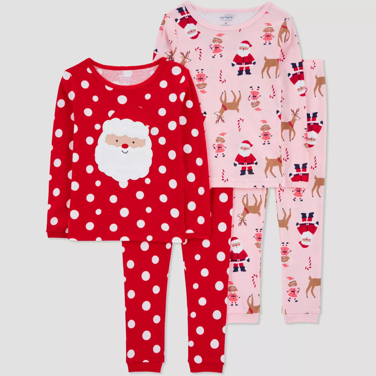 Carter's Just One You® Toddler Girls' 4pc Snug Fit Cotton Long Sleeve Santa Christmas Pajama Set... | Target