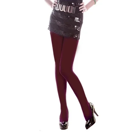 HDE Women's Solid Gradient Color Stockings Opaque Microfiber Footed Tights, Wine Red, One Size | Walmart (US)