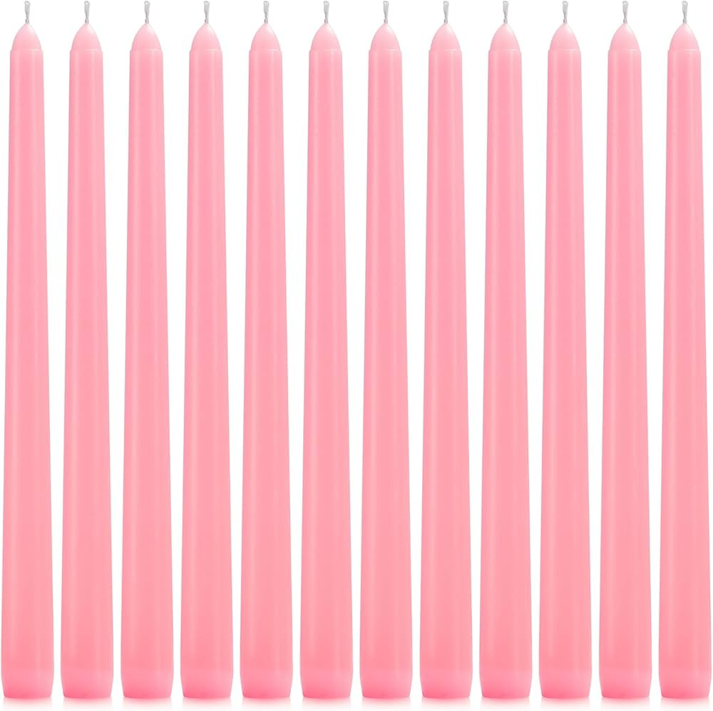 12 Pack Pink Taper Candles - Taper Candles 10 Inch Dripless, Smokeless & Unscented - 8 Hours Long... | Amazon (US)