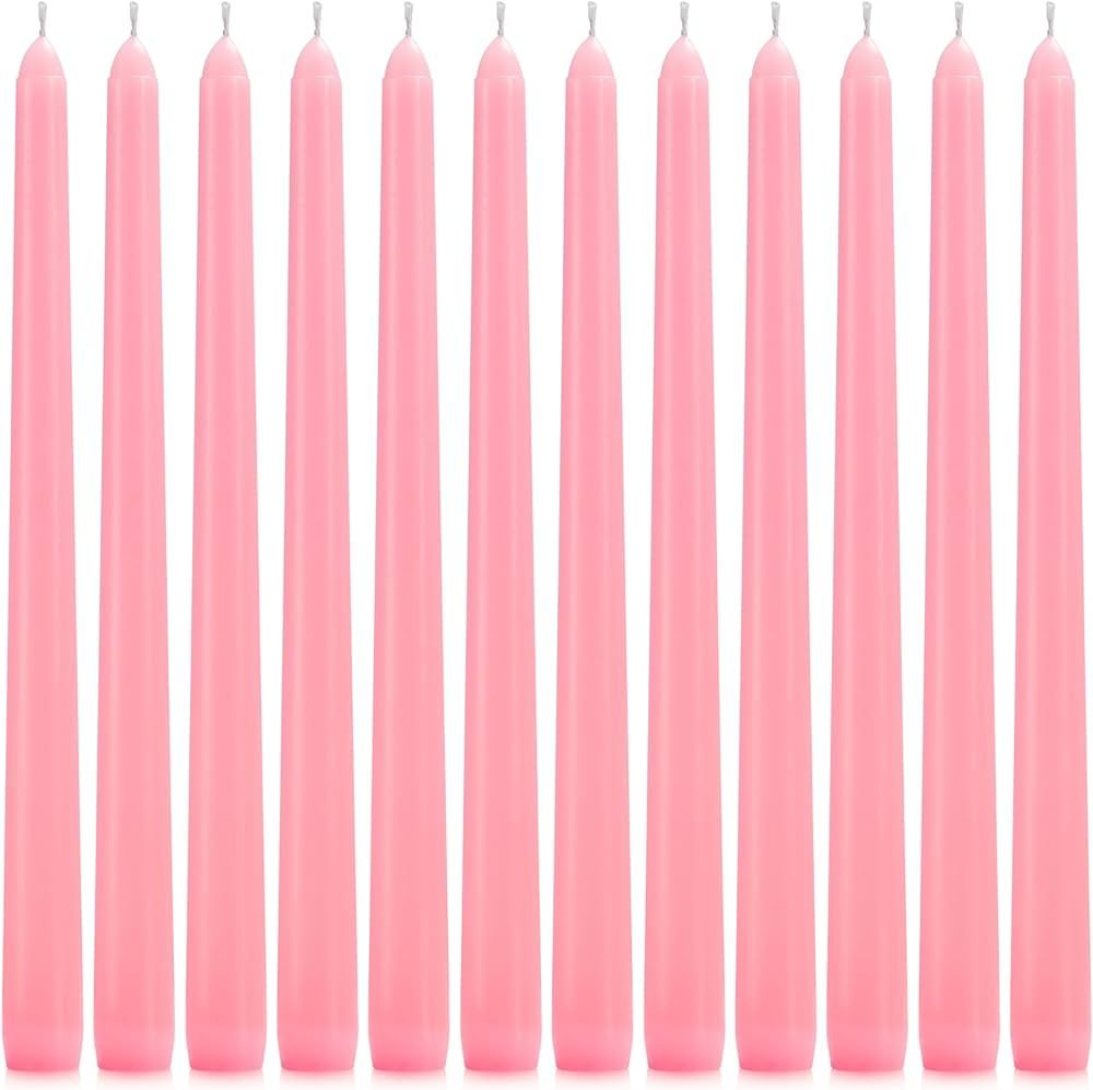 12 Pack Pink Taper Candles - Taper Candles 10 Inch Dripless, Smokeless & Unscented - 8 Hours Long... | Amazon (US)