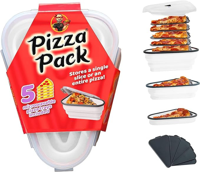 The Perfect Pizza Pack™ - Reusable Pizza Storage Container with 5 Microwavable Serving Trays - ... | Amazon (US)