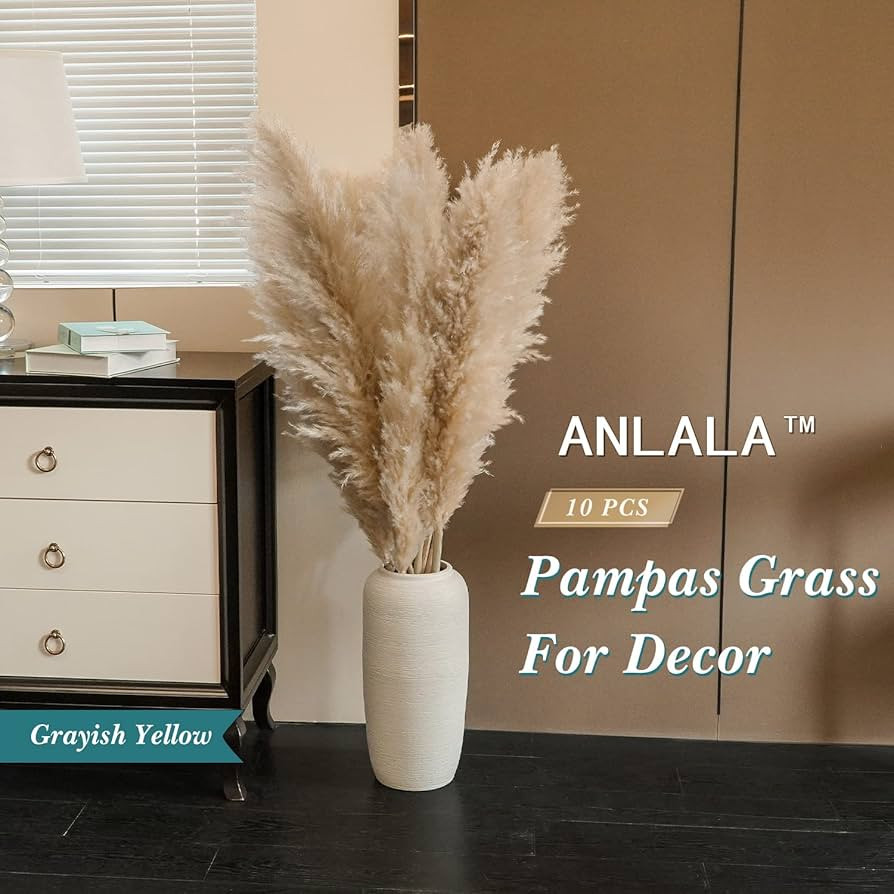 ANLALA Dried Pampas Grass 10 Pcs 40 Inch 100cm Tall Natural Decor Bouquet for Boho Home Decor Flu... | Amazon (US)