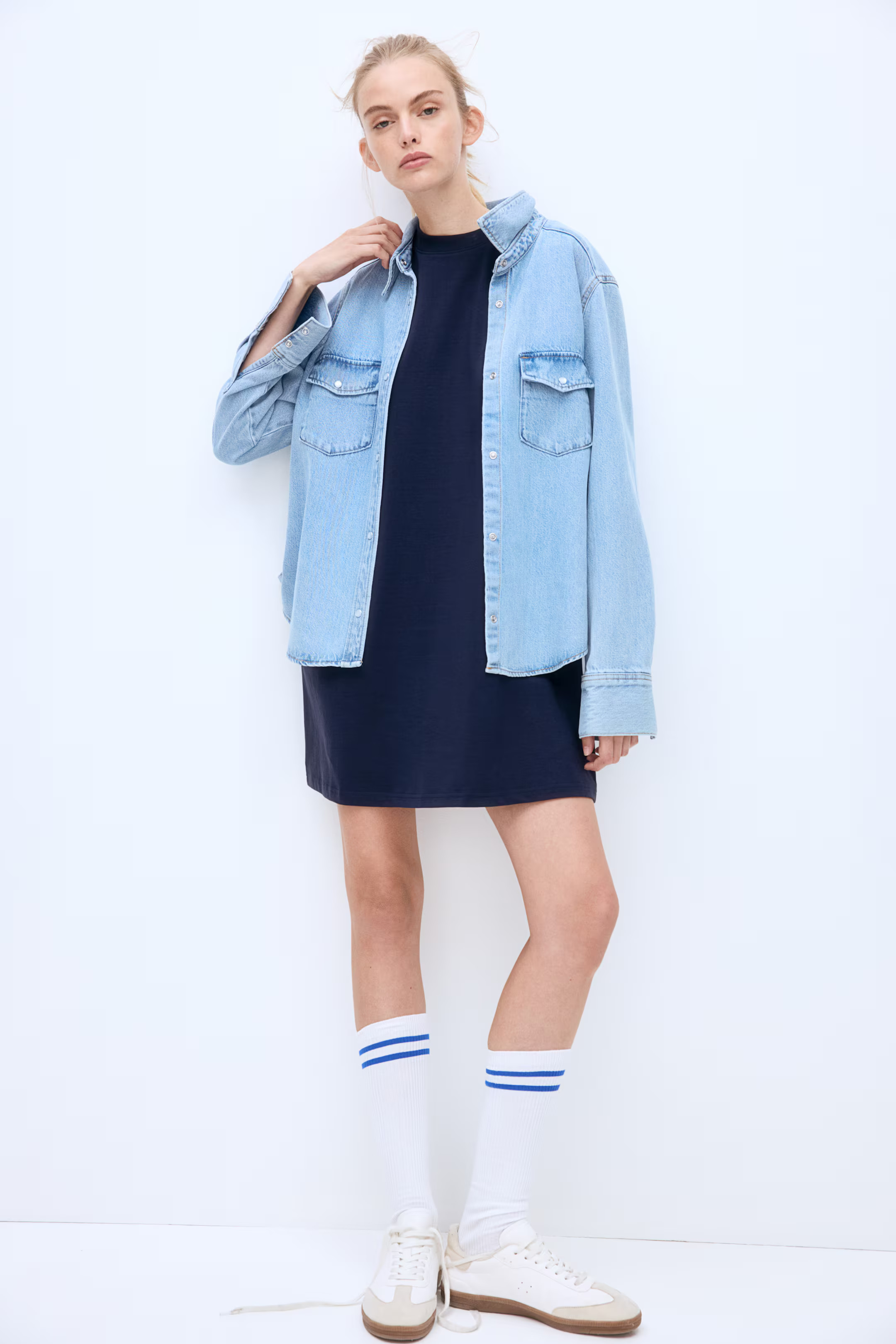 Oversized T-shirt Dress - Navy blue - Ladies | H&M US | H&M (US + CA)