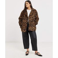 Leopard Print Premium Wool Look Pea Coat | Simply Be (UK)