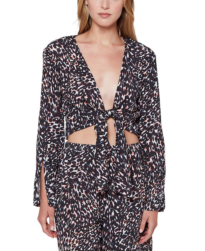 Sanctuary Cotton Stay Cool Leopard Knot-Front Cover-Up Top & Reviews - Swimsuits & Cover-Ups - Wo... | Macys (US)