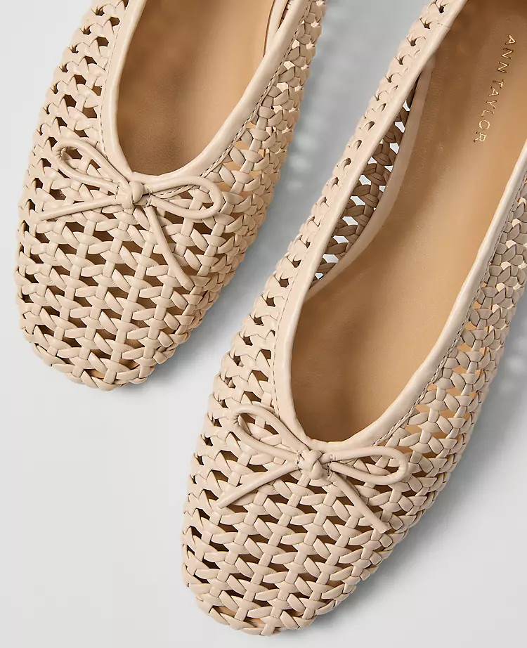 Weekend Woven Bow Ballet Flat | Ann Taylor