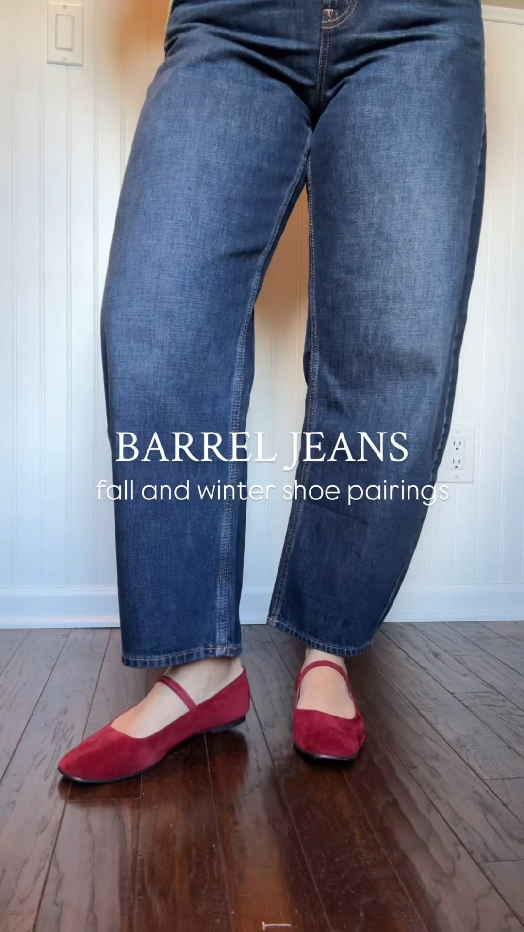 Barrel Jeans & Shoe Pairings for Fall & Winter 

Red Maryjanes- Madewell - down a half size (i also have them in black 
Clogs- Birks - tts 
Woven Flats - Freda Salvador - 8 and up go up a half size: 
White Sneakers- Freda Salvador tts
Silver Maryjanes- old from Freda Salvador but I’ll link others 
Chelsea Boots- these are old from able but ill link others 
Loafers- Freda Salvador - 8 and up go up half a size 

Freda Salvador is having their friends and family sale - code: FREDAFAMILY
Socks - 
Le Bon Shop 
Target 
Old Navy 

#LTKShoeCrush #LTKFallSale #LTKSeasonal