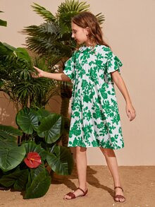 SHEIN Girls Floral Print Peter-pan Collar Flounce Sleeve Smock Dress
   SKU: sk2112076488112830  ... | SHEIN