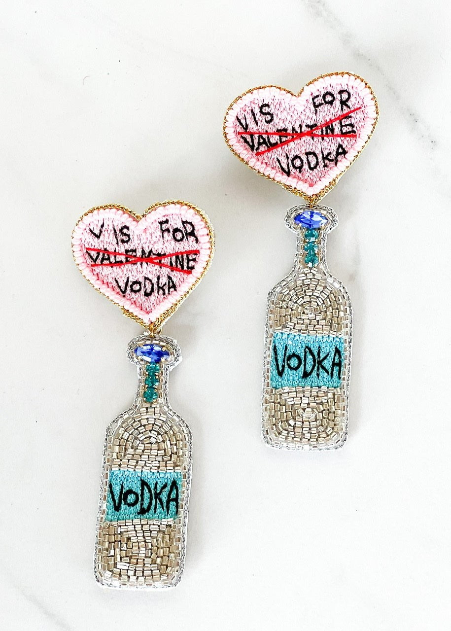 V is for Vodka Earrings | Dos Femmes, LLC