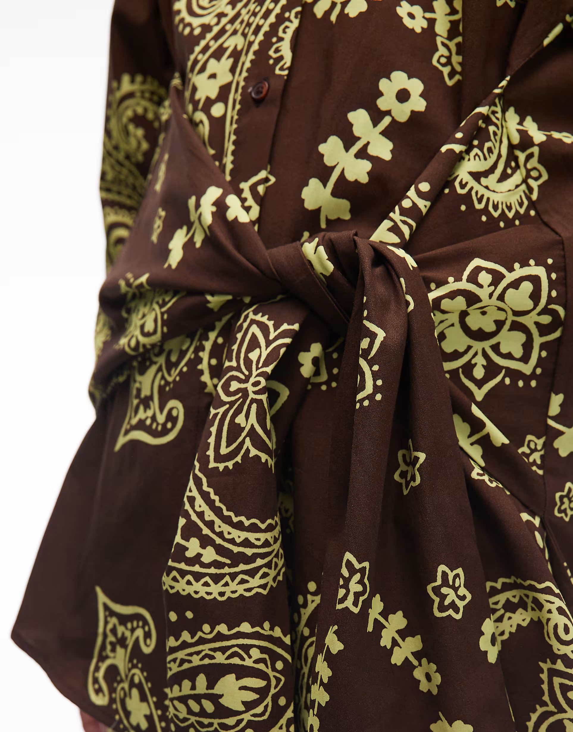 ASOS DESIGN poplin wrap tie waist shirt in paisley print | ASOS | ASOS (Global)