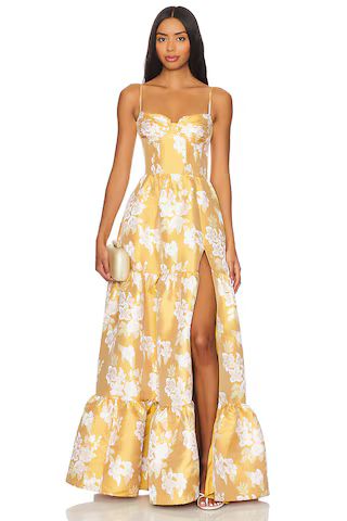 V. Chapman Lucetta Gown in Gold Baroque Floral from Revolve.com | Revolve Clothing (Global)