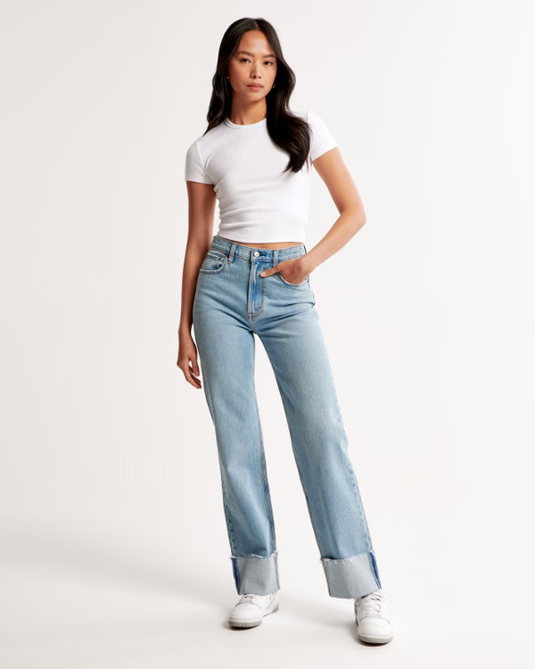 Women's Mid Rise 90s Straight Jean | Women's | Abercrombie.com | Abercrombie & Fitch (US)