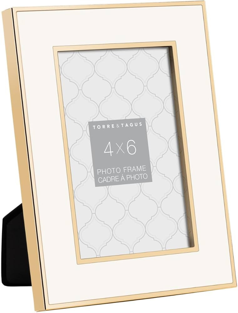 Torre & Tagus Regis Metal Trim Enamel Desktop Picture Frame for Table Top Open Shelf Display, 4" ... | Amazon (US)