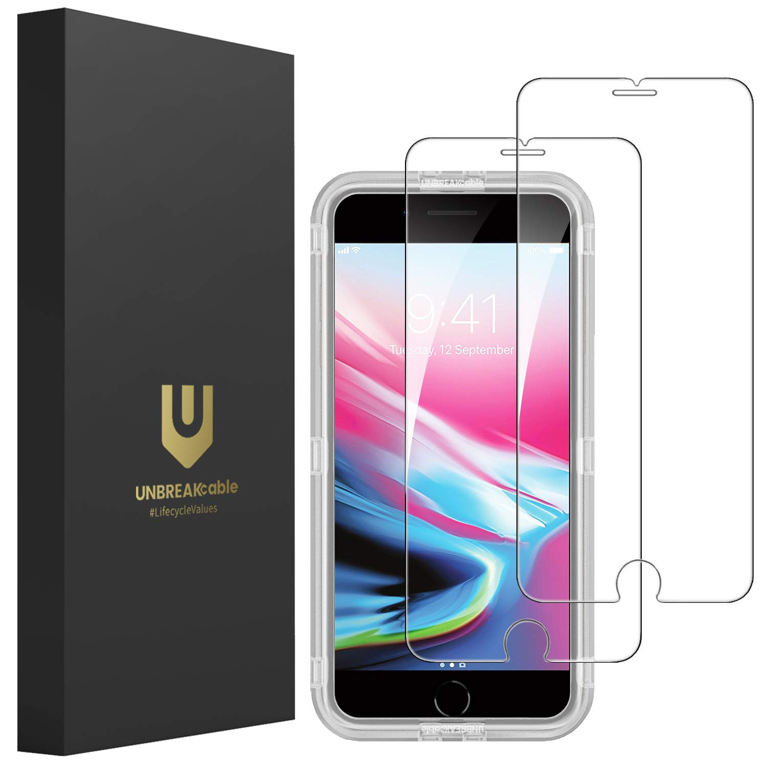 UNBREAKcable Screen Protector for iPhone 8 / iPhone 7 - Double Defense Series Premium Tempered Glass | Amazon (US)