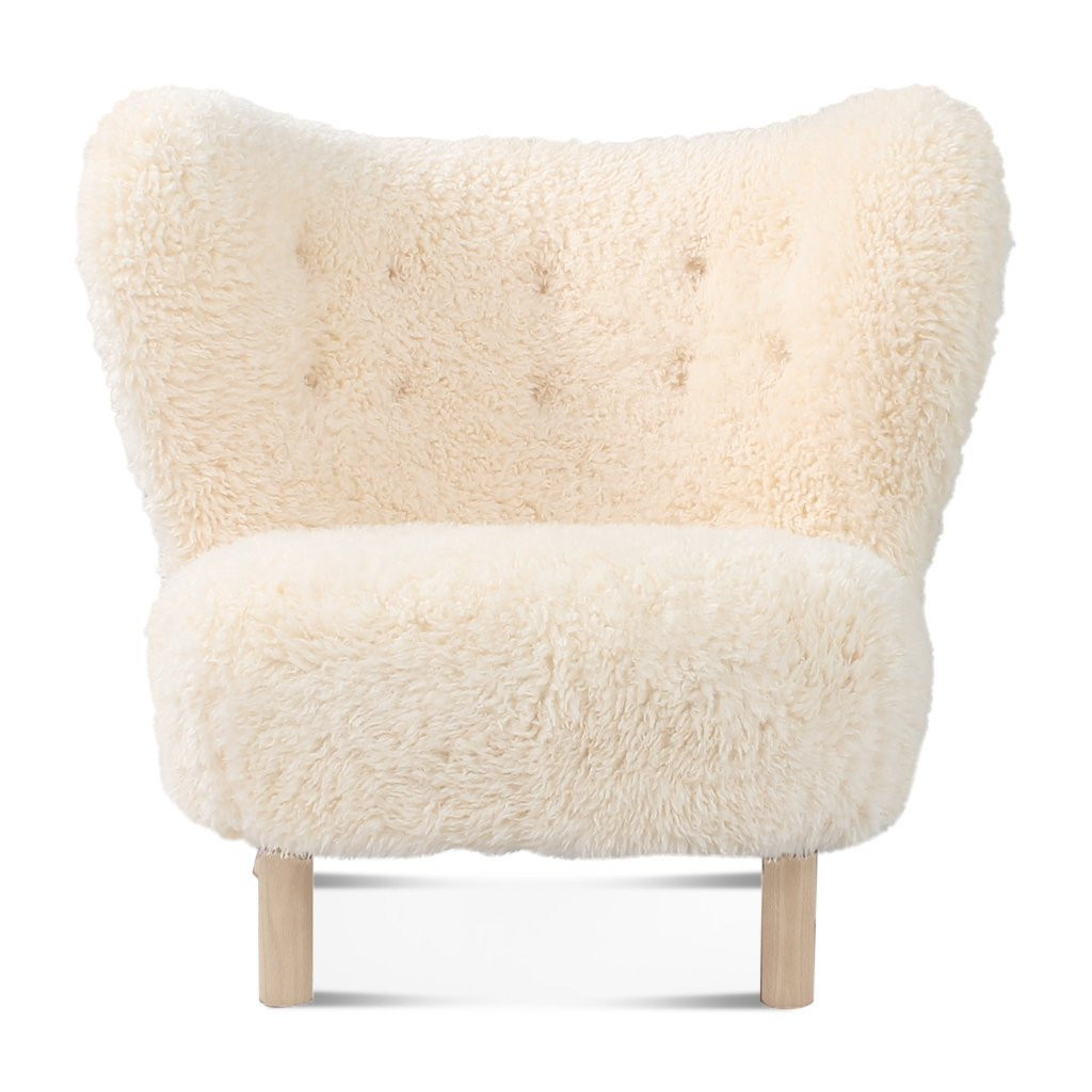 Little Sherpa Lounge Chair Sheepskin-Long Hair / Solid Oak | Eternity Modern