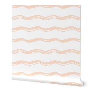 Peach Wavy Lines Wallpaper byshopcabin | Spoonflower