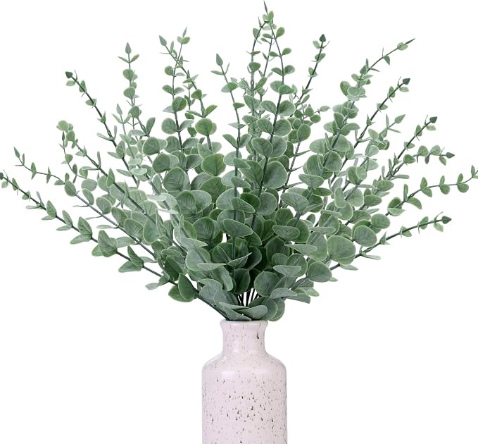CEWOR 24pcs Eucalyptus Stems Artificial Eucalyptus Leaves Fake Greenery Branches Fake Flowers for... | Amazon (US)